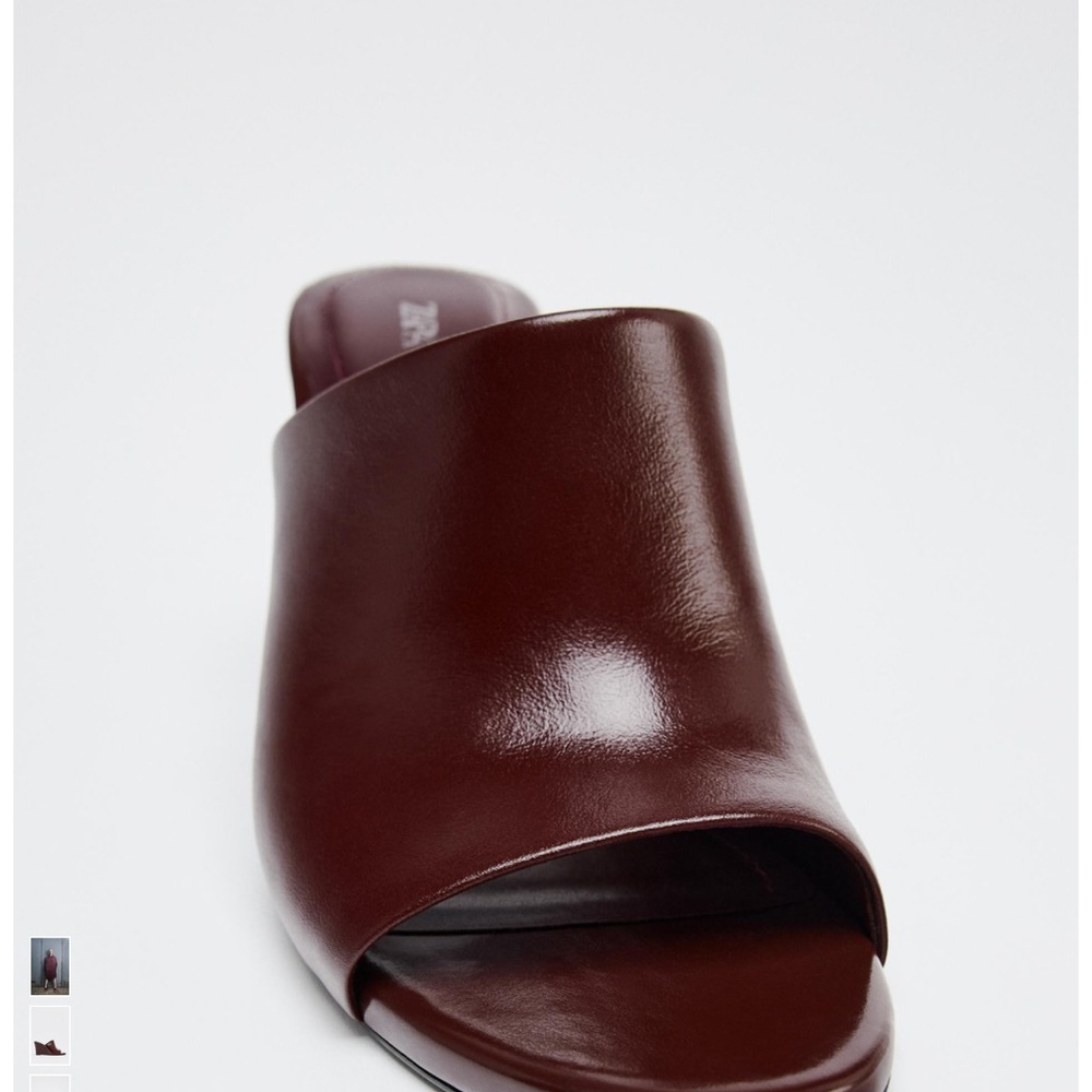Zara Women's Burgundy Wedge Sandals - Picture 3 of 8